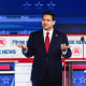 Image: Florida Gov. Ron DeSantis participates in the first debate of the GOP primary season hosted by FOX News at the Fiserv Forum on Aug. 23, 2023 in Milwaukee.