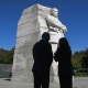 President Joe Biden and Vice President Kamala Harris arrive for a ceremony marking the 10th Anniversary dedication of the Martin Luther King, Jr., Memorial, in Washington, DC, on Oct. 21, 2021.