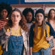 Ayo Edebiri, Rachel Sennott, Zamani Wilder, Summer Joy Campbell, Havana Rose Liu and Kaia Gerber in "Bottoms."