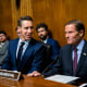 Sens. Josh Hawley, R-Mo., and Richard Blumenthal, D-Conn., Subcommittee Chair, speak before a Senate hearing on AI on July 25, 2023.