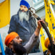 Protesters outside the Consulate General of India in Vancouver, British Columbia, on June 24, 2023, after the shooting of Hardeep Singh Nijjar.