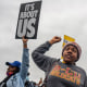 Marchers chant during the Black Voters Matter's 57th Selma to Montgomery march on March 09, 2022 in Selma, Ala.