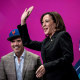 Image: UJohn Leguizamo looks on as Vice President Kamala Harris waves to attendees during the Congressional Hispanic Caucus Institute Leadership Conference at the Walter E. Washington Convention Center on Sept. 20, 2023. 