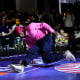 B-Boy Nebz competes during the Breaking for Gold Big Apple regional competition, in Brooklyn, N.Y., on April 22, 2023. 