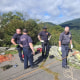 Members of the Reems Creek Fire Department respond to the scene at Glassmine Falls Overlook on the Blue Ridge Parkway in Weaverville, N.C.