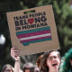 Transgender rights activists in Missoula, Mont., on May 3, 2023.