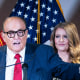 Rudy Giuliani and Jenna Ellis during a news conference about lawsuits contesting the results of the presidential election at the Republican National Committee headquarters in Washington in 2020. 