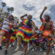 Attendees sing and dance in the Johannesburg Pride Parade on Oct. 28, 2023.