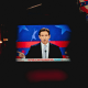  Florida Gov. Ron DeSantis appears on a screen at the Republican presidential debate in Miami.