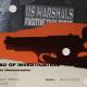 Photo Illustration of US Marshals working an operation; a silhouette of a handgun; and a report of an officer involved shooting from the FBI.