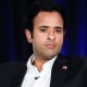  Vivek Ramaswamy listens to a question at an event