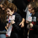 Former Russian-Israeli hostages Irena Tati, left, and her daughter Yelena Tropanov, right, during a demonstration in Tel Aviv on Dec. 2, 2023, for the release of Israeli hostages held in Gaza since the October 7 attacks.
