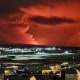 iceland volcano eruption smoke night sky
