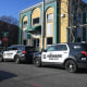 Police vehicles outside Masjid Muhammad Mosque in Newark, N.J., on Jan. 3, 2024.