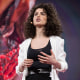 Neri Oxman gives a TED talk in 2015.