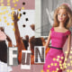 Scrapbook-style collage of stuffed animal keychain, Barbie doll, scattered stars, and letters spelling out "Fun"