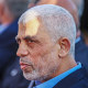 Hamas chief Yahya Sinwar arrives at a rally marking Al-Quds Day on April 14, 2023, in Gaza City. 