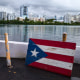 A wooden Puerto Rican flag on a dock