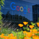 Flowers in front of Google headquarters.