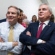 Reps. James Comer, R-Ky., right, chairman of the House Oversight and Accountability Committee, and Jim Jordan, R-Ohio, chairman of the House Judiciary Committee, prepare for a news conference on their demand that Hunter Biden, the son of President Joe Biden, testify at a closed-door deposition, on Dec. 13, 2023. 