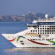 Norwegian Dawn cruise ship arriving in the French Mediterranean port of Marseille.