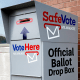 A SafeVote official ballot drop box for mail-in ballots.