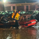 Swiftwater Rescue Paramedics rescue a driver trapped in a vehicle in Pittsburgh on April 12, 2024.