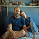 Jon Polin and Rachel  Goldberg-Polin, parents of Hersh, sit in his bedroom in Jerusalem on Oct. 26, 2023. 