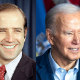 Joe Biden in 1974, left, and in 2024.
