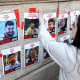 Posters of missing Israeli hostages are taped at Columbia University