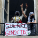 Students blocking the Sciences-Po university in Paris