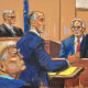 David Pecker is cross examined by Emil Bove court in New York on April 26, 2024. 