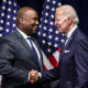 President Joe Biden greets Jaime Harrison