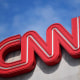 Signage hangs at CNN center, in Atlanta on April 21, 2022.