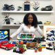 Alyssa Evans, 23, in front of her massive Lego set collection.
