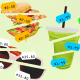 Photo Illustration: Common purchases sliced up into many pieces with individual price tags