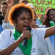 Demonstrators protest in front of the Dominican Parliament in Santo Domingo, Dominican Republic