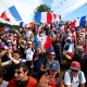 French fans cheer and celebrate during the Womenâ€™s Cross-Country Cycling Mountain Bike Gold Medal race on day two of the Olympic Games Paris 2024 at Elancourt Hill on July 28, 2024 in Elancourt, France.