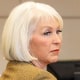 Former Mesa County clerk Tina Peters listens during her trial on March 3, 2023, in Grand Junction, Colorado.