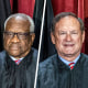 A split composite of Clarence Thomas, Samuel Alito and Neil Gorsuch.