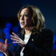 Kamala Harris speaks on stage