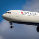 Delta airplane on the air.