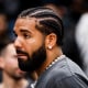 Drake at an NBA game between the Toronto Raptors and the Los Angeles Lakers in Toronto on March 18, 2022. 