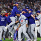 The Los Angeles Dodgers celebrate as the they defeat the New York Yankees in the World Series