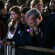 Supporters react to election results during an election night event for Vice President and Democratic presidential candidate Kamala Harris at Howard University in Washington, DC, on November 5, 2024.