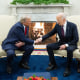 Donald Trump and Joe Biden during a meeting in the Oval Office