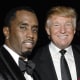 Sean Combs, left, Donald Trump, and Melania Trump pose for a portrait