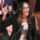 House Delegate Stacey Plaskett, D-U.S. Virgin Islands, speaks during the vote for speaker on Jan. 3, 2025.