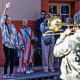 A band plays on Bourbon Street after it reopened to the public on Jan. 2, 2025 in New Orleans.