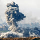 Smoke from an airstrike in Gaza.